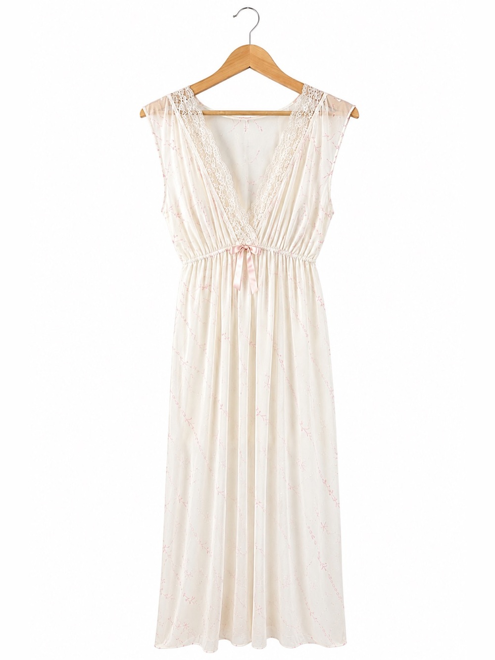 ✨ Vintage Creamy White Nightgown w/ Pink Accents – Small (No Tag) ✨